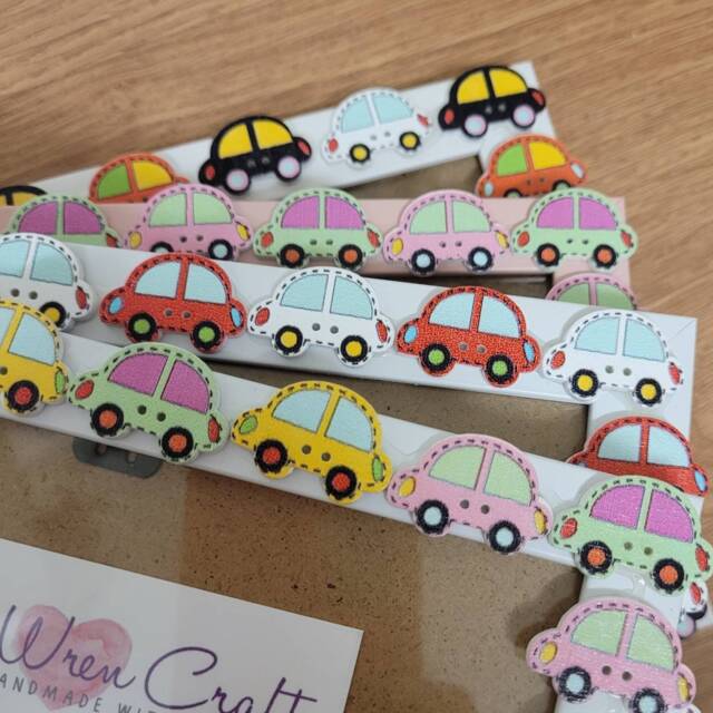 Wooden Cartoon Car Button Photo Frame 4 X 6 Inches - image 1
