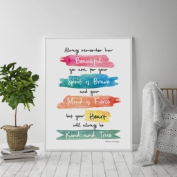 You Are Beautiful, Brave & Fierce Wall Art Print - Inspirational Inspiring Quote Typography - thumbnail 1