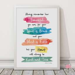 You Are Beautiful, Brave & Fierce Wall Art Print - Inspirational Inspiring Quote Typography - thumbnail 2
