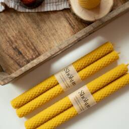 Tall Beeswax 2 Pack Candles - 100% Pure Natural Honeycomb Hand-Rolled Dinner Table Candle Honey Classic Taper Candles - thumbnail 3
