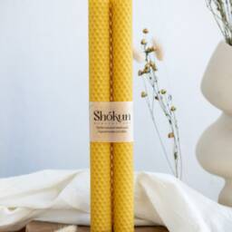 Tall Beeswax 2 Pack Candles - 100% Pure Natural Honeycomb Hand-Rolled Dinner Table Candle Honey Classic Taper Candles - thumbnail 2