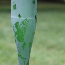 New Item Fairy Garden Green Triangle Recycled Wine Bottle Hummingbird Feeder - thumbnail 3