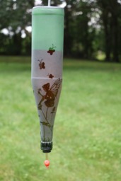 New Item Fairy Garden Green Triangle Recycled Wine Bottle Hummingbird Feeder - thumbnail 1