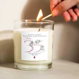 35Th Wedding Anniversary Candle, Coral Gift, Personalised Parent, Grandparents - thumbnail 3
