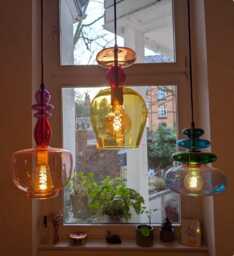 Multicolored Set Of Three Hand Blown Glass Light Pendants Egyptian Art - Pendant Lights - thumbnail 1
