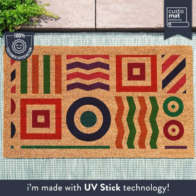 Geometric Doormat With Abstract Shape Art - Custom Mid Century Pattern Rug Minimalist Housewarming A Unique Midcentury Design - image 1