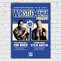 Wwe Print - The Rock Stone Cold Steve Austin Wrestlemania Poster Wrestling Wall Art - thumbnail 2