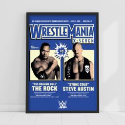 Wwe Print - The Rock Stone Cold Steve Austin Wrestlemania Poster Wrestling Wall Art - thumbnail 1