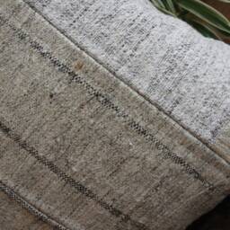 Vintage Kilim Cushion Cover - Handwoven Hemp, Wool & Linen, Grey Patchwork - 20 Inch - thumbnail 3