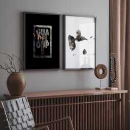Guadeloupe Map Set Of 2 Black & Gold + Typography Wall Art Prints - thumbnail 2