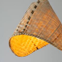 Handmade Woven Bamboo Pendant Light, Rustic Cone Lamp Shade - thumbnail 3