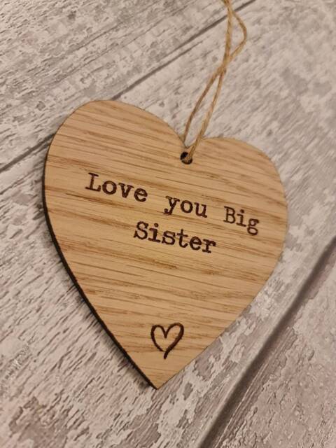 Love You Big Sister Wooden Hanging Heart - image 1