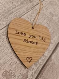 Love You Big Sister Wooden Hanging Heart - thumbnail 1