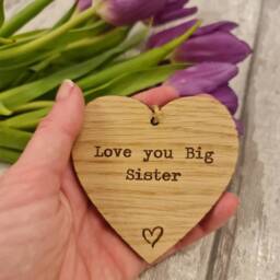 Love You Big Sister Wooden Hanging Heart - thumbnail 2
