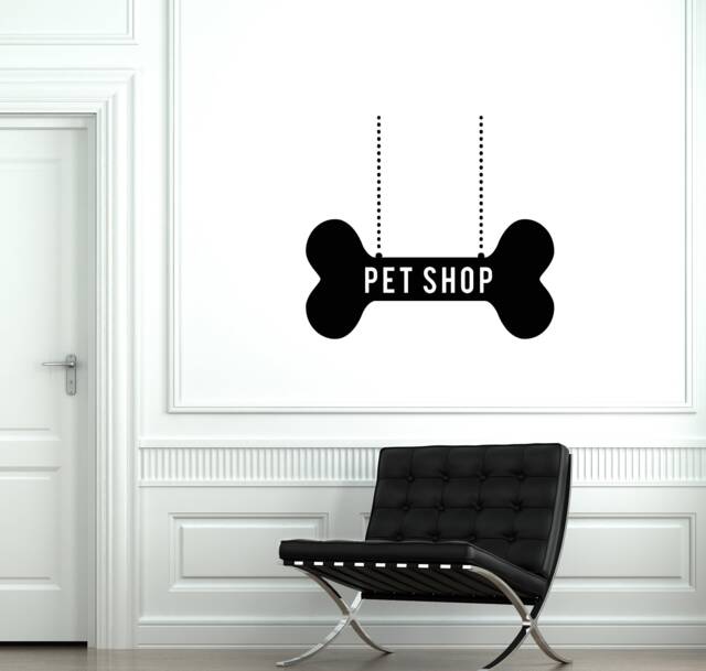Pet Shop Sign Vinyl Wall Decal Bone Interior Decoration Decor Art Stickers Mural - #2859Di - image 1