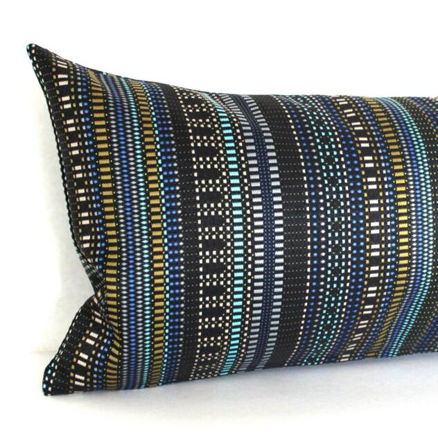 Blue & Black Throw Pillow Cover Decorative Striped Upholstery Fabric Pillowcase - image 1