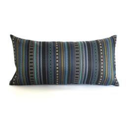 Blue & Black Throw Pillow Cover Decorative Striped Upholstery Fabric Pillowcase - thumbnail 2