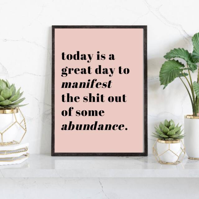 Manifestation, Divine Feminine Poster, Typography Print, Quote Wall Art, Energy, Goddess Home Decor - image 1