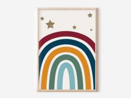 Rainbow & Star Print. Earth Toned Rainbow Print Perfect For A Child's Room, Playroom Or Nursery - Unframed - thumbnail 1