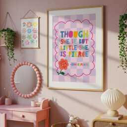 Though She Be But Little Is Fierce Print, Girls Bedroom Decor, Colourful Wall Art, Rainbow Prints, Toddler Bedroom, Inspirational - thumbnail 2