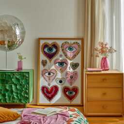Coquette Eye Print Romantic Hearts Poster, Glam Pink Decor - thumbnail 3