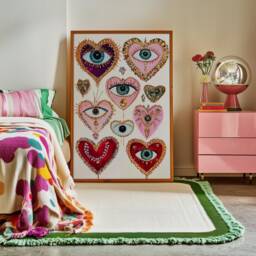 Coquette Eye Print Romantic Hearts Poster, Glam Pink Decor - thumbnail 1