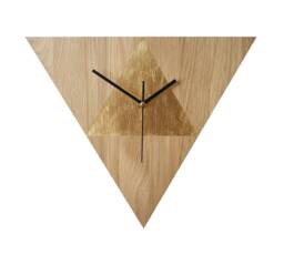 Gold Oak Triangle Wall Clock Modern Minimalist Decor