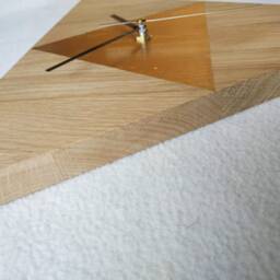 Gold Oak Triangle Wall Clock Modern Minimalist Decor - thumbnail 3