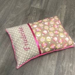 "Personalized Baby Girl Pillow ""Owl Taupe" - thumbnail 3