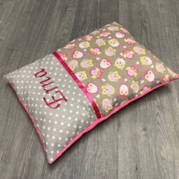 "Personalized Baby Girl Pillow ""Owl Taupe" - thumbnail 4