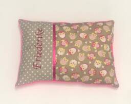 "Personalized Baby Girl Pillow ""Owl Taupe" - thumbnail 1