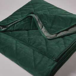 Wicked Inspired Bottle Green Velvet Quilted Throw Cushion Bedspread, Made To Order - thumbnail 2
