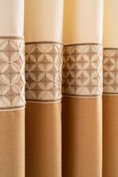 Color Block Cream Linen Curtain Custom Living Room & Bedroom