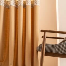 Color Block Cream Linen Curtain Custom Living Room & Bedroom - thumbnail 2