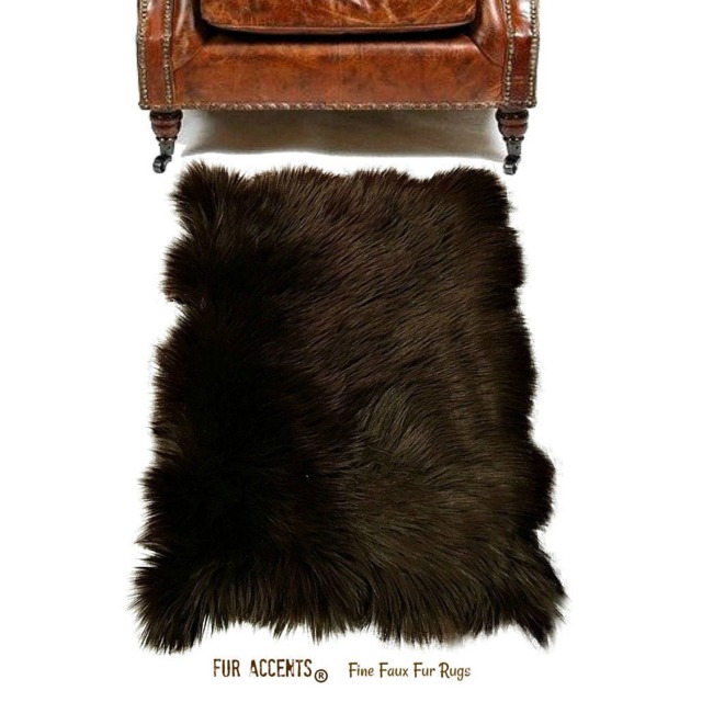 Plush Faux Fur Area Rug - Scalloped Buffalo Hide, Handmade Usa - image 1