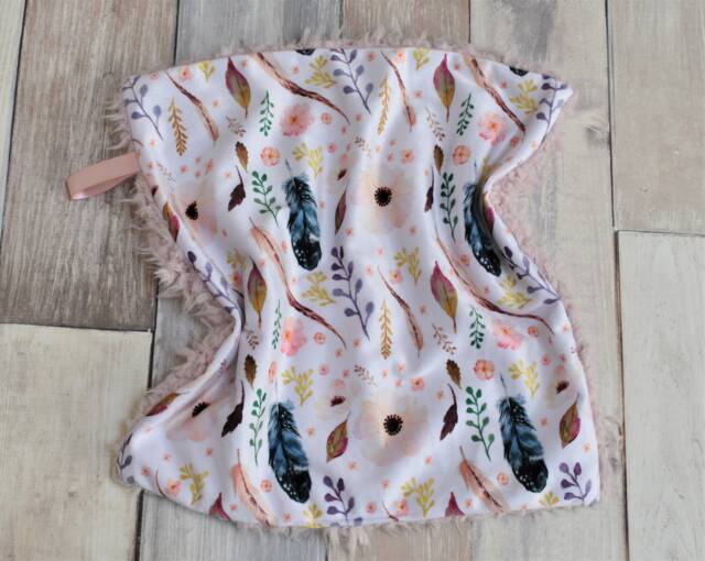 Boho Flower Lovey - Mini Baby Blanket Feather Pink Security Gift Girl - image 1