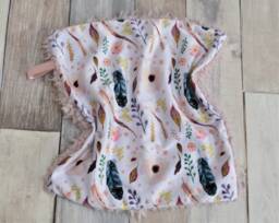 Boho Flower Lovey - Mini Baby Blanket Feather Pink Security Gift Girl - thumbnail 1