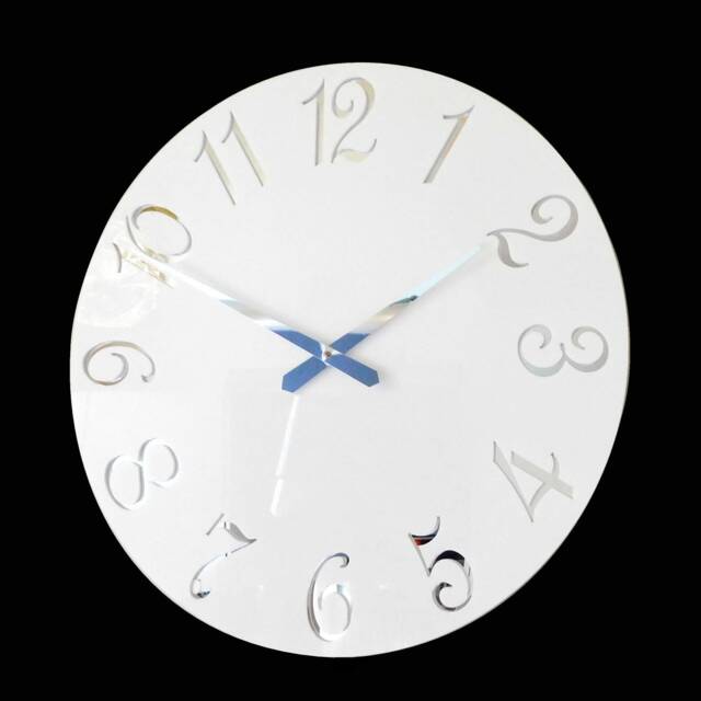 Gloss White Mirror French Numbers Wall Clock - image 1