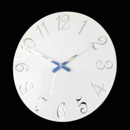 Gloss White Mirror French Numbers Wall Clock - thumbnail 1