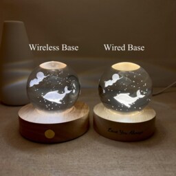 Custom Dolphin Glass Ball Night Light, Moon Marine Lamp, 3D Bedside Fish Desk Ocean Sphere Summer Decor - thumbnail 2