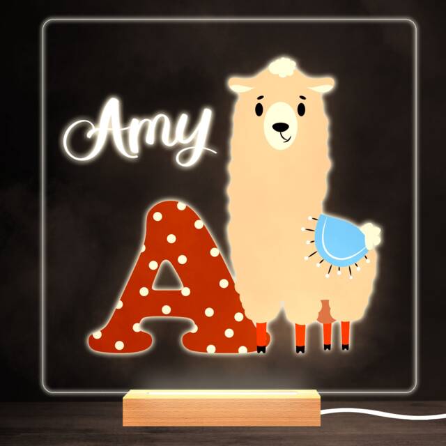 Animal Alphabet Letter A Colourful Square Personalised Gift Led Lamp Night Light - Bedroom - image 1
