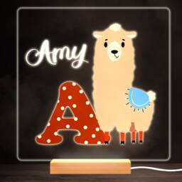 Animal Alphabet Letter A Colourful Square Personalised Gift Led Lamp Night Light - Bedroom - thumbnail 1