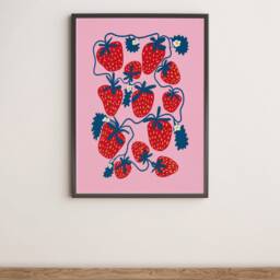 strawberry Unframed Print - Decor Fruit Poster Kitchen Prints Food Quirky Art - thumbnail 2