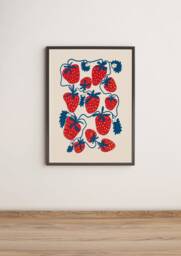 strawberry Unframed Print - Decor Fruit Poster Kitchen Prints Food Quirky Art - thumbnail 1