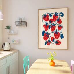 strawberry Unframed Print - Decor Fruit Poster Kitchen Prints Food Quirky Art - thumbnail 3