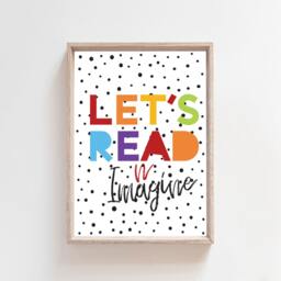 Let's Read Print, Playroom Prints, Boys Bedroom Reading Corner, Kids Wall Art, Rainbow Girls Decor, Book Nook - thumbnail 2