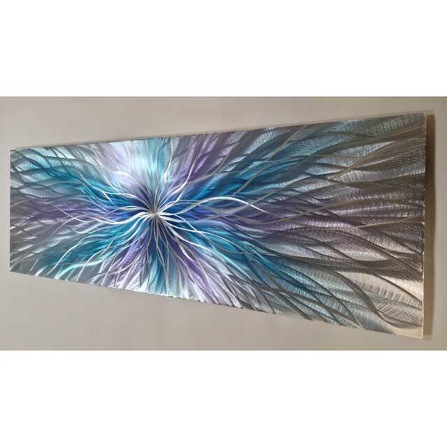 Super Nova Metal Wall Art, Silver, Purple, & Teal - image 1