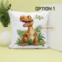 Personalized Dinosaur Cushion Cover Canvas Nursery Decor - thumbnail 1