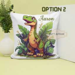 Personalized Dinosaur Cushion Cover Canvas Nursery Decor - thumbnail 2