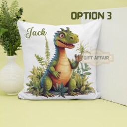 Personalized Dinosaur Cushion Cover Canvas Nursery Decor - thumbnail 3